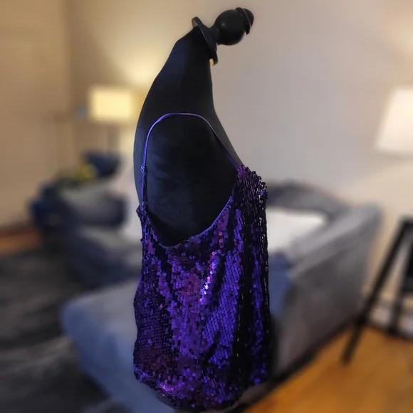 Primark Purple Sequin Camisole Tank Top Size 12 - Picture 6 of 16